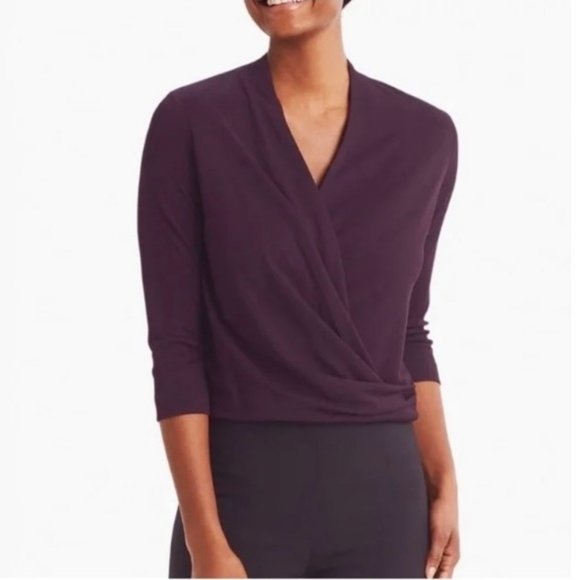 MM Lafleur The Deneuve Faux Wrap Top in Blackberry Size M 3/4 Sleeve Career - Picture 1 of 9